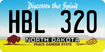 ND license plate HBL320