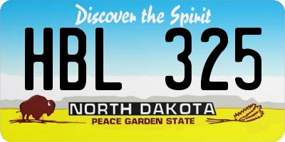 ND license plate HBL325