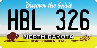 ND license plate HBL326