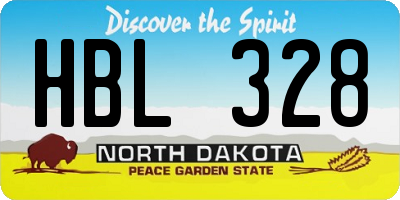 ND license plate HBL328