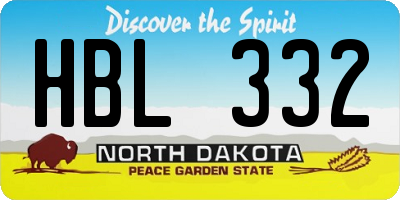 ND license plate HBL332