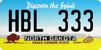 ND license plate HBL333