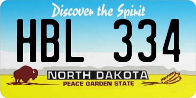 ND license plate HBL334