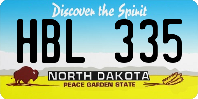 ND license plate HBL335