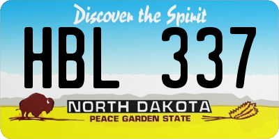 ND license plate HBL337