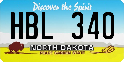 ND license plate HBL340