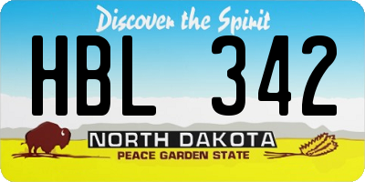 ND license plate HBL342