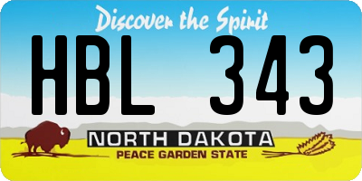 ND license plate HBL343