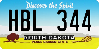 ND license plate HBL344