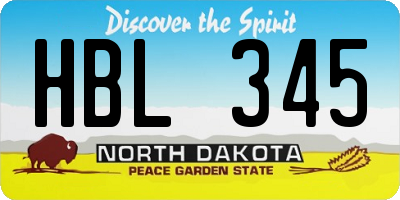 ND license plate HBL345