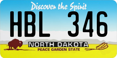 ND license plate HBL346