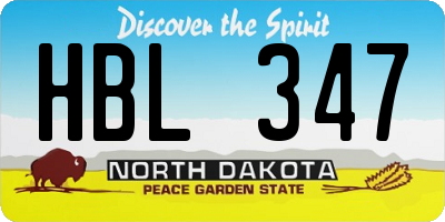 ND license plate HBL347