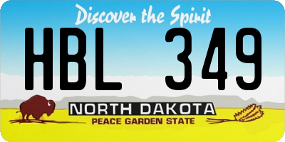 ND license plate HBL349