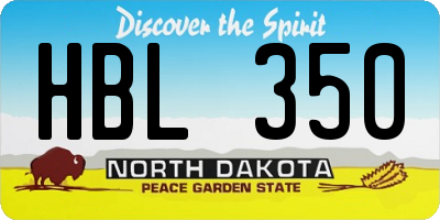 ND license plate HBL350
