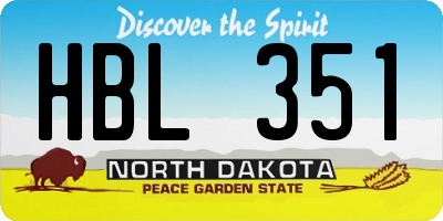 ND license plate HBL351
