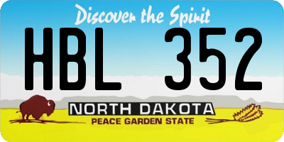 ND license plate HBL352