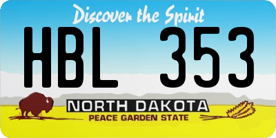 ND license plate HBL353