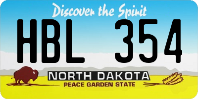 ND license plate HBL354
