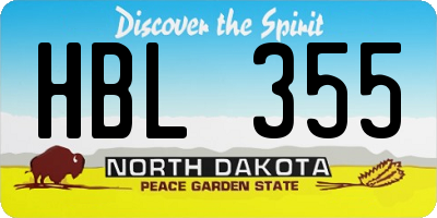 ND license plate HBL355