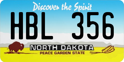 ND license plate HBL356