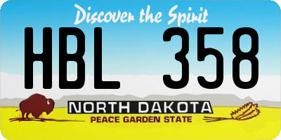 ND license plate HBL358