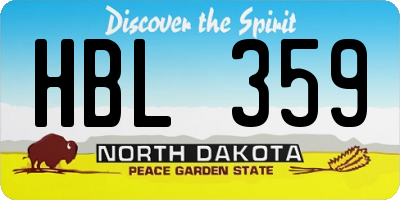 ND license plate HBL359