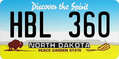 ND license plate HBL360
