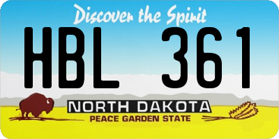 ND license plate HBL361