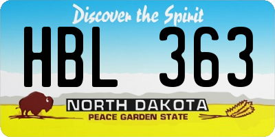 ND license plate HBL363