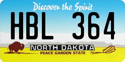 ND license plate HBL364