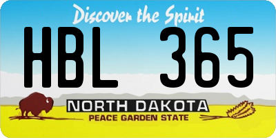 ND license plate HBL365
