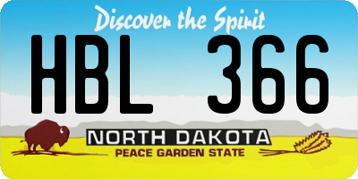 ND license plate HBL366
