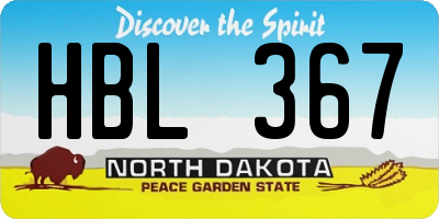 ND license plate HBL367