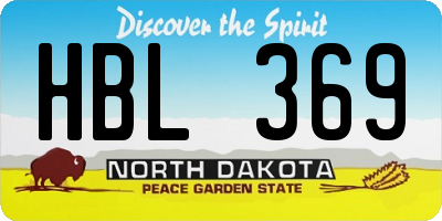 ND license plate HBL369
