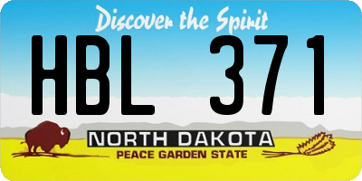 ND license plate HBL371