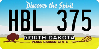 ND license plate HBL375