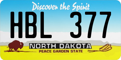 ND license plate HBL377