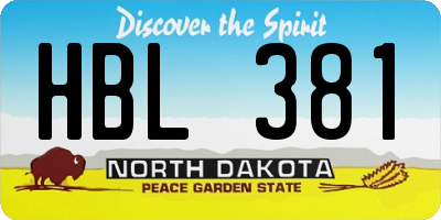 ND license plate HBL381