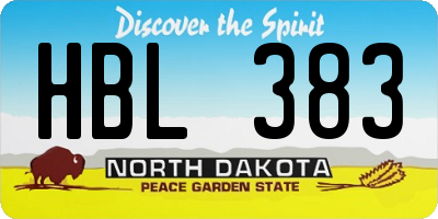 ND license plate HBL383