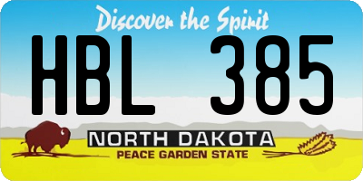ND license plate HBL385