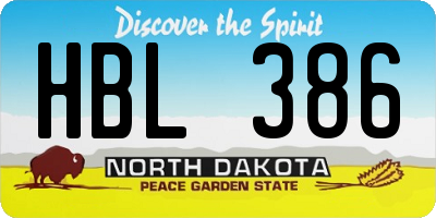ND license plate HBL386