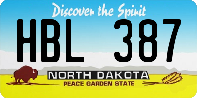 ND license plate HBL387