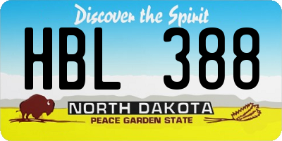 ND license plate HBL388