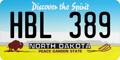 ND license plate HBL389