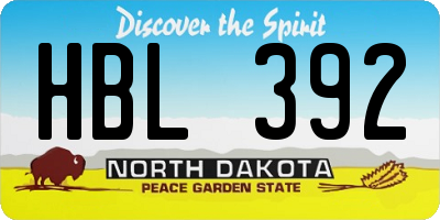 ND license plate HBL392