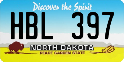 ND license plate HBL397