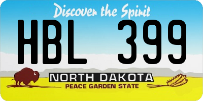 ND license plate HBL399
