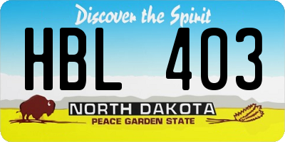 ND license plate HBL403
