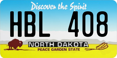 ND license plate HBL408