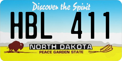 ND license plate HBL411